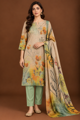 3 piece unstitched printed lawn suit for women