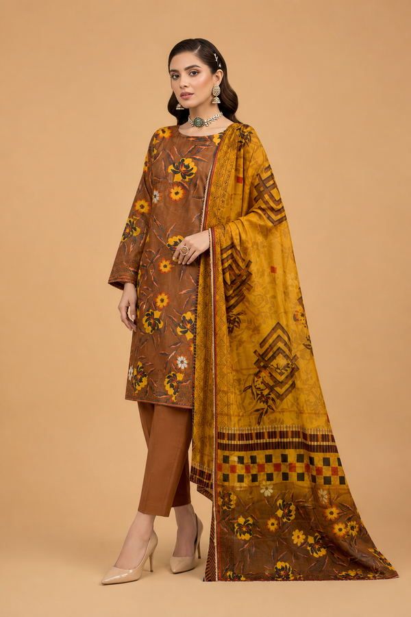 Golden Heritage – Luxury Print Lawn 3 Piece Suit