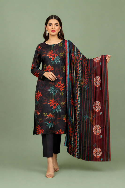 Midnight Botanica – Luxury Print Lawn 3 Piece Suit