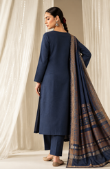Navy Blue embroidered winter Dhanak 3 piece unstitched Pakistani suit – alternate outfit view | Anaya Haram