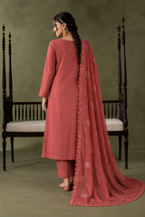 Dusty Rose winter Dhanak 3 piece unstitched suit detail – Anaya Haram